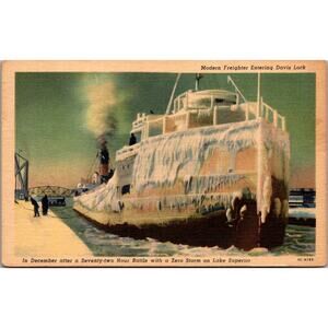 Modern Freighter Entering Davis Lock After Battle 1954 Vintage Postcard SPY12